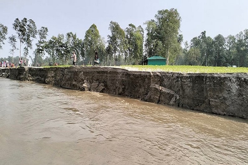 কুড়িগ্রামের উলিপুর পাড়ে ব্রহ্মপুত্র নদের তীব্র ভাঙন